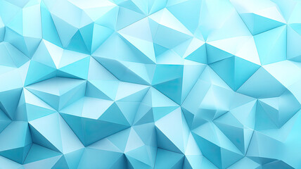 Poster - Soft icy blue geometric background with low poly design