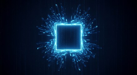 Aufkleber - Abstract Blue Square Light with Glowing Sparks on Dark Background Creates a Futuristic Technological Aesthetic Suitable for Digital Art