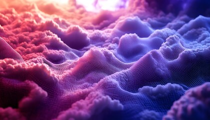 Fototapete - Abstract digital landscape of swirling clouds.
