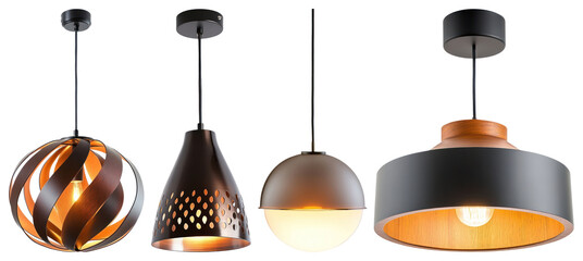 Poster - png stylish modern pendant lighting, element set on transparent background