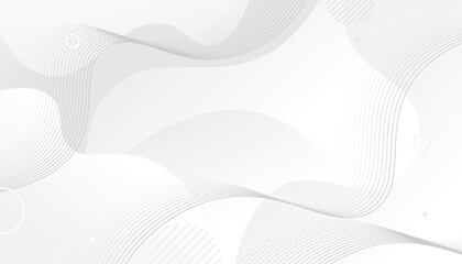 Aufkleber - Abstract white and grey background with dynamic waves