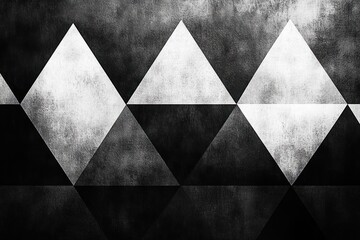 black and white geometric pattern with alternating triangles and diamond shapes creating a textured abstract design