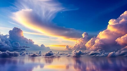 Wall Mural - tranquil sunset sky reflection a serene journey through colorful clouds and calm waters