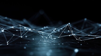 Poster - Abstract Tech Network Lines with Triangles in Dark Background