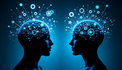 Poster - Conceptual Art of Mechanical Gears and Ideas in Floating Heads