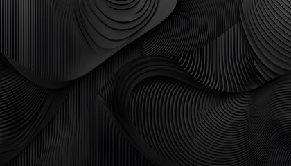 Fototapete - Abstract black design with layered lines and curves.