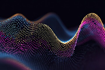 Aufkleber - Dotted Colorful Landscape Visualisation Creates Smooth Wave