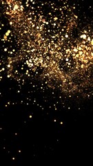 Wall Mural - Golden Glitter Particles loop transparent video vertical social media motion background v05