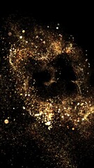 Wall Mural - Golden Glitter Particles loop transparent video vertical social media motion background v03