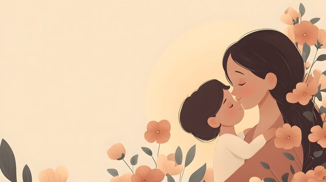 Mother's Day banner, copy space.