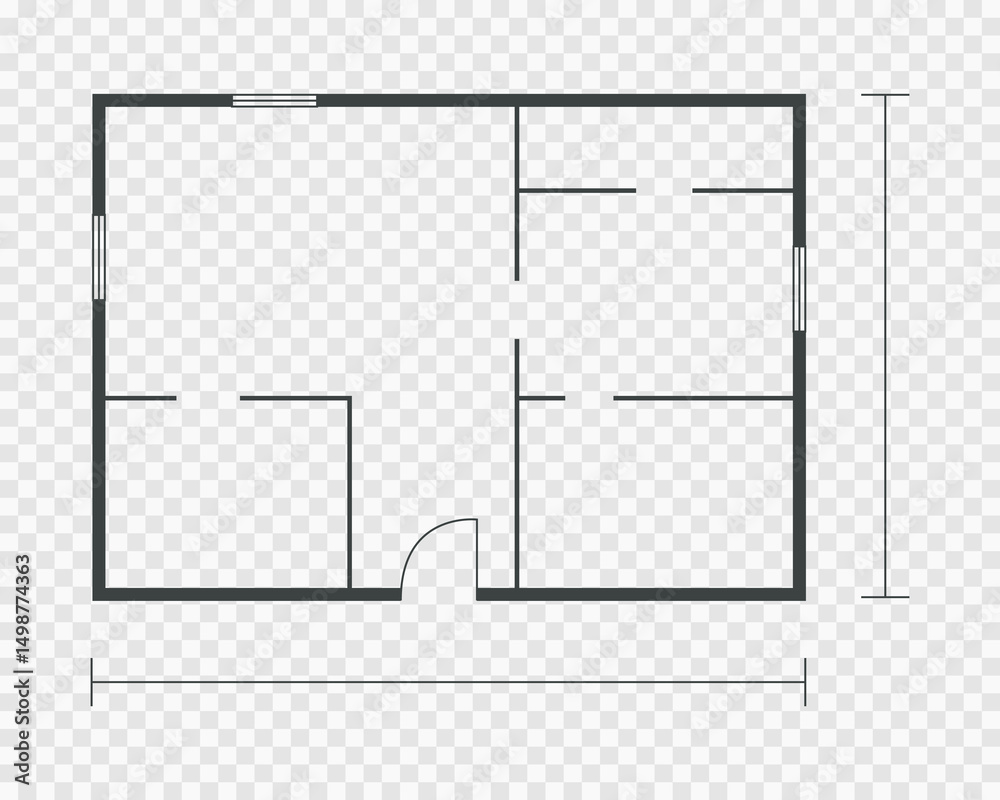 Floorplan simple icon room flat apartment line drawing, floor plan ...