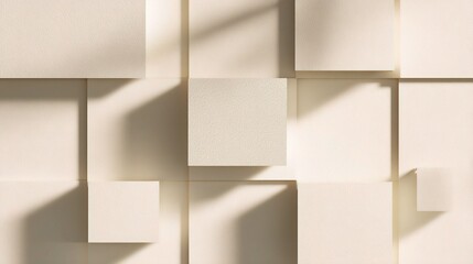 Poster - Minimalist Square Paper Pattern in Off-White Shades and Shadows