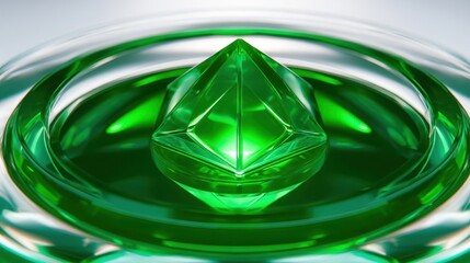 Poster - Emerald gem in a transparent dish.