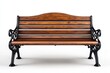 © Gzvzattio - Classic wooden park bench with elegant black wrought iron armrests and legs isolated on white background
