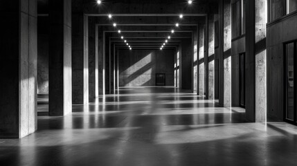 Poster - Modern Industrial Space with Concrete Pillars and Natural Light
