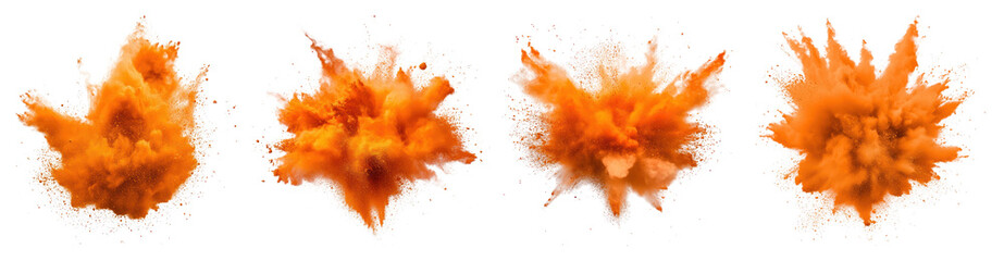 Poster - png vibrant orange powder explosion, element set on transparent background