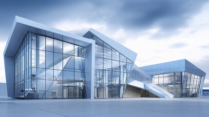 Poster - Modern Steel and Glass Facility with Geometric Design Elements