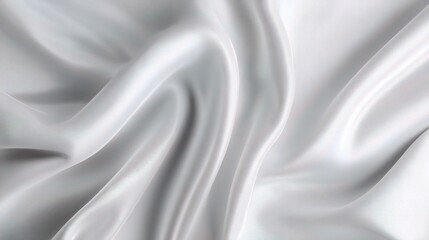 Poster - Soft White Silk Fabric with Wavy Folds in Gentle Focus