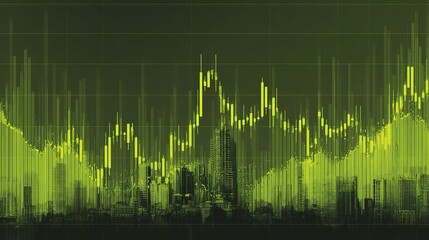 Poster - Digital Financial Growth Visualization on Green Background
