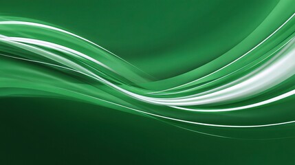 Poster - Green Abstract Design with Dynamic White Lines and Soft Accents