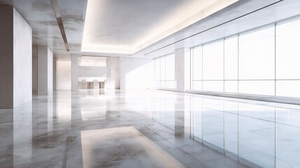 Poster - bright modern office interior with layered textures and white finish