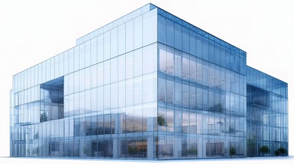 Poster - Modern Isolated Glass Office Building Rendered in Transparent Style