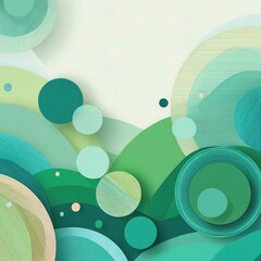 Poster - Geometric Circles in Emerald and Jade Shades on Soft Background
