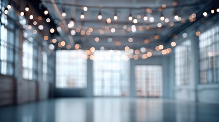 Poster - Bright Bokeh Lights in an Industrial Workshop Environment