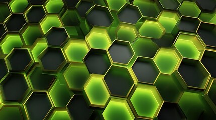 Poster - Abstract Green Honeycomb Background with Alternating Patterns