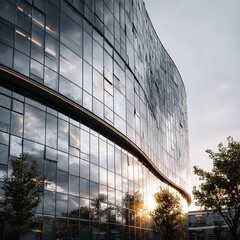 Poster - Curved Reflective Windows Displaying Unique Urban Architecture