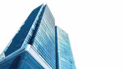 Poster - Sleek High-Rise Office Building with Blue Glass Exterior