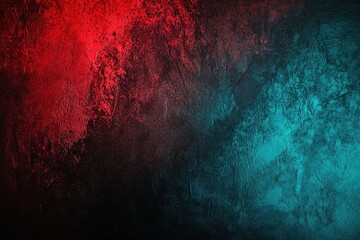 Poster - Vibrant abstract gradient background featuring a blend of grainy red and teal colors creating a striking visual contrast for artistic use