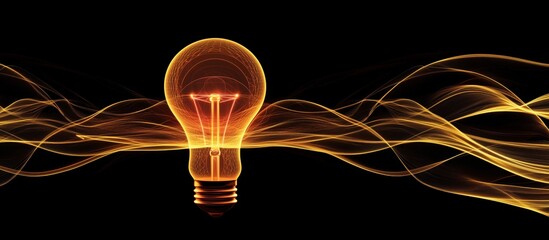 Poster - Illuminating light bulb with glowing waves of energy and creativity