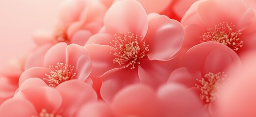 Poster - Delicate pink flowers with soft petals and intricate details in a dreamy background