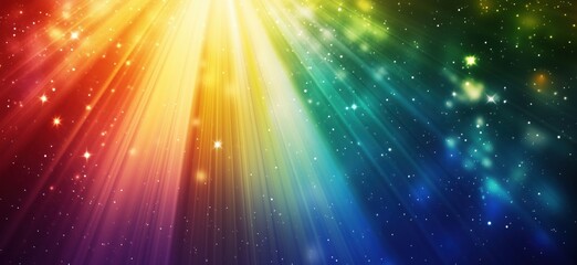 Poster - colorful abstract background with radiant light beams and sparkling stars