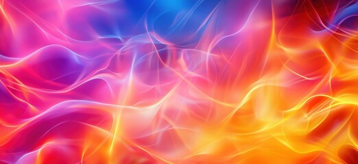 Poster - Colorful abstract waves of light in vibrant pink, blue, and orange hues