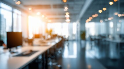 Poster - Soft Light Defocused Background in Bright Corporate Office Space