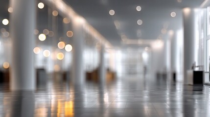 Poster - Abstract Blurred Office Space with Warm Light Bokeh Effects