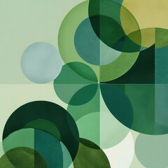 Poster - Geometric Circles in Emerald and Jade Shades on Minimalist Background