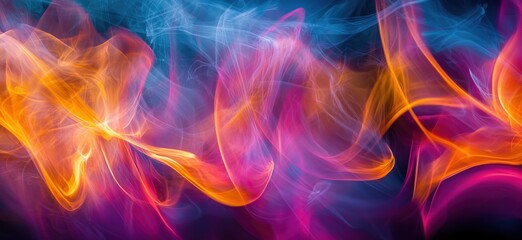 Poster - colorful abstract smoke patterns with vibrant hues of orange, pink, and blue