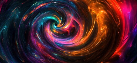 Poster - colorful swirling abstract vortex with vibrant hues and cosmic energy