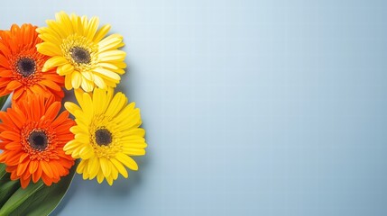 Poster - Bright and cheerful bunch of flowers displayed on a blue background for a fresh and lively look