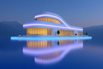 Poster - modern geometric architectural decoration design abstract three-dimensional commercial structure bac