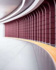 Poster - A long tunnel with striking red walls leading into the distance creating a unique visual perspective