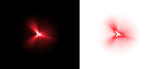 Fototapete - Dynamic red light star effect PNG with neon glow, sparkles, and futuristic motion—ideal for digital, tech, and party-themed vector designs.