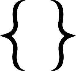Fototapete - Text brackets icon. Black quotation marks. Curly braces, double symmetric and angle. Vintage typographic symbol calligraphic quote frame. Doodle, element lettering. Vector for punctuation math.