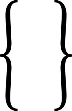 Text brackets icon. Black quotation marks. Curly braces, double symmetric and angle. Vintage typographic symbol calligraphic quote frame. Doodle, element lettering. Vector for punctuation math.