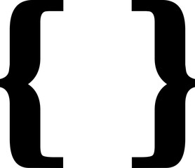 Fototapete - Text brackets icon. Black quotation marks. Curly braces, double symmetric and angle. Vintage typographic symbol calligraphic quote frame. Doodle, element lettering. Vector for punctuation math.
