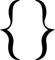 Fototapete - Text brackets icon. Black quotation marks. Curly braces, double symmetric and angle. Vintage typographic symbol calligraphic quote frame. Doodle, element lettering. Vector for punctuation math.