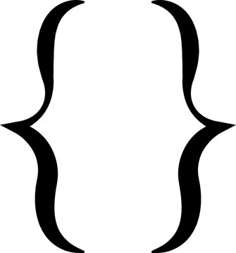 Text brackets icon. Black quotation marks. Curly braces, double symmetric and angle. Vintage typographic symbol calligraphic quote frame. Doodle, element lettering. Vector for punctuation math.